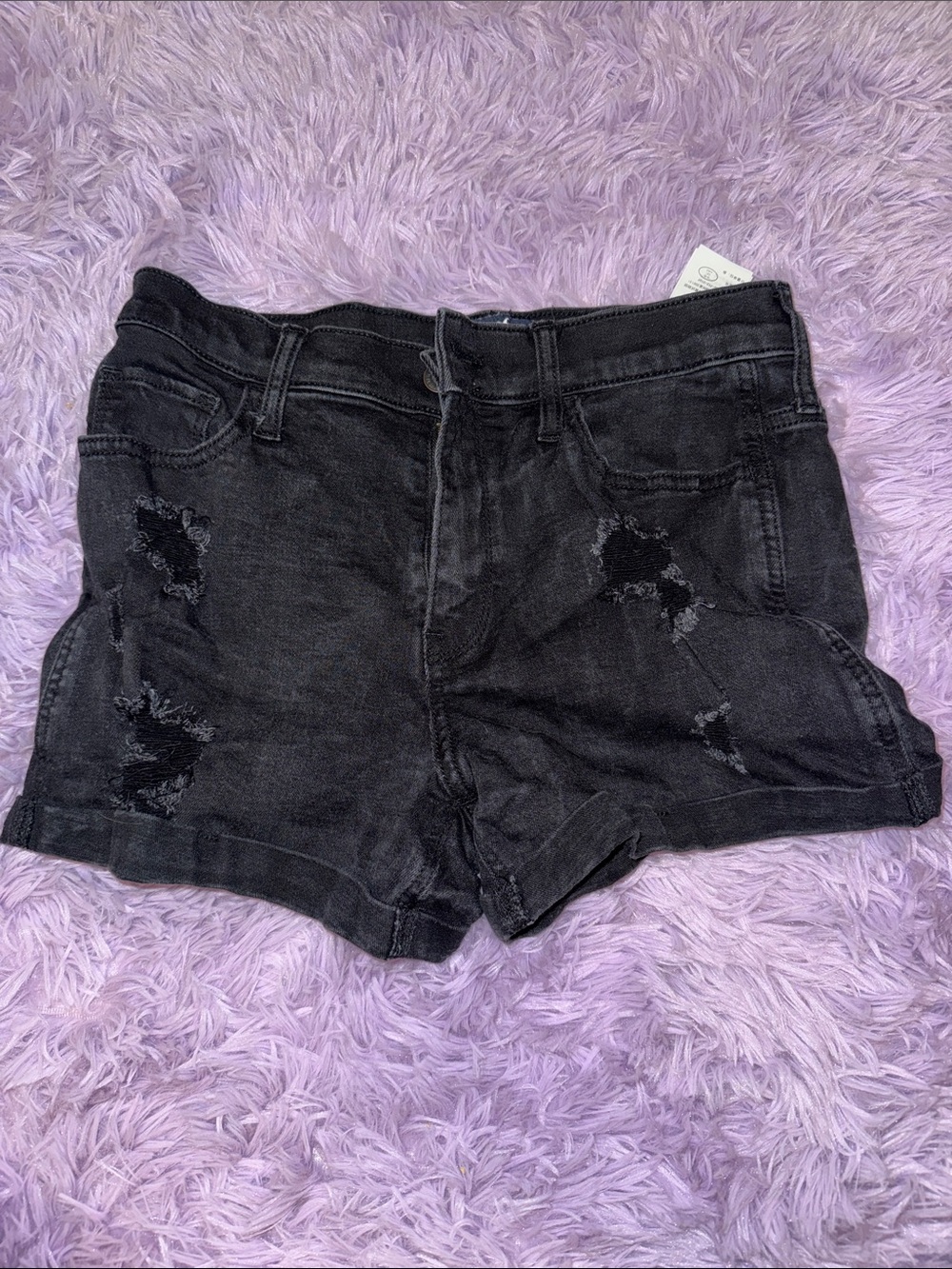 Hollister Black Distressed Denim Cutoff Shorts